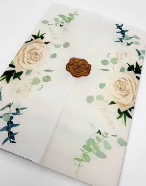 ABC 990 Translucent Floral Vellum Invitation with Gold Wax Seal-5913