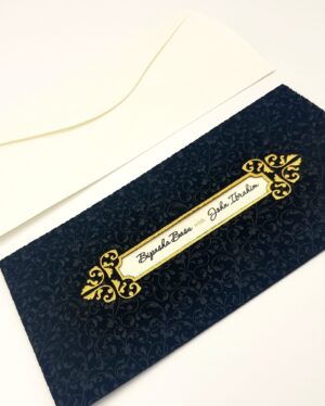 Elegant velvet invitations in black with gold window
