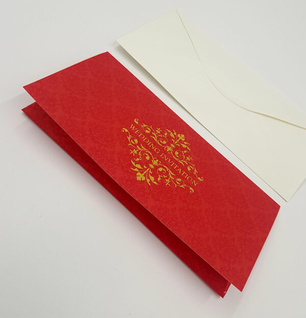 bright red Asian wedding invitation card