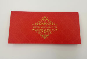 Cerise red Bengali wedding invitation card