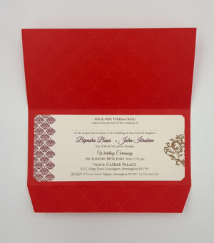 Muslim wedding invitation card in red colour