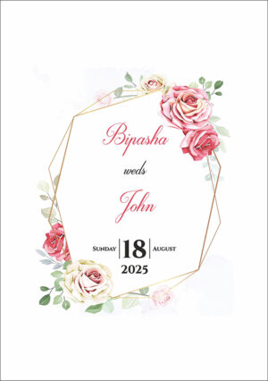 Red Rose wreath A5 Invitation