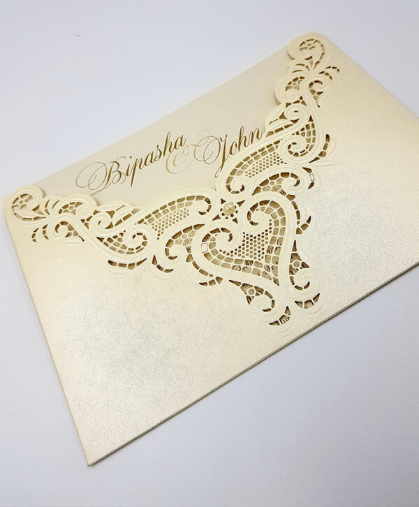 lasercut pocket invitation envelopes in ivory
