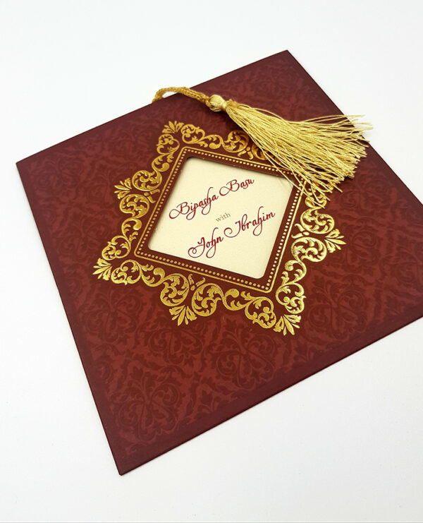 rustic maroon pocket wedding invitations
