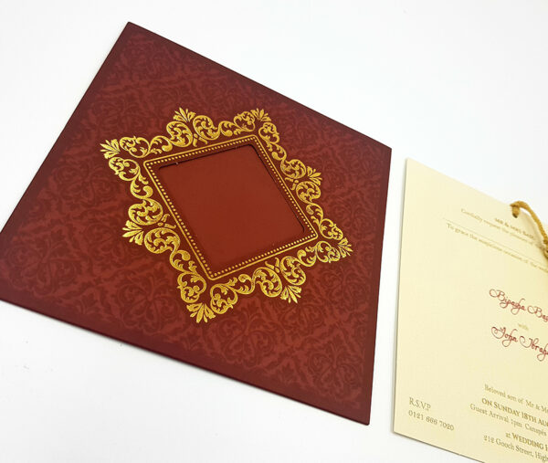 Burgundy pocket style wedding invitations