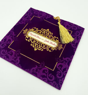 SC 3707 Purple Velvet Pocket Invitation with Tassle-5954