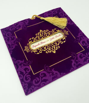 SC 3707 Purple Velvet Pocket Invitation with Tassle-5955