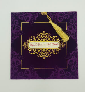 SC 3707 Purple Velvet Pocket Invitation with Tassle-5956