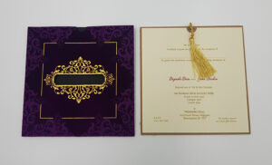 SC 3707 Purple Velvet Pocket Invitation with Tassle-5957
