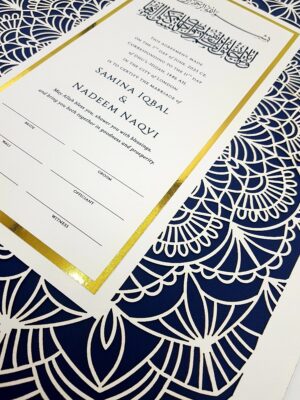 Islamic copy of wedding certificate nikahnama