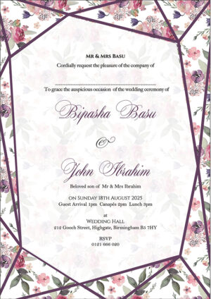 Blush Pink flowers wedding invitation