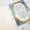 Marble effect navy and blush wedding invitations
