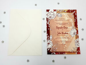 Red Flowers Marble Invitation