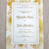 Pampas Grass A5 flat wedding invitation in Gold