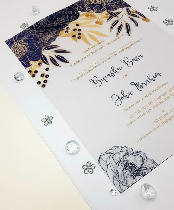 flowers outline wedding invitations vellum paper