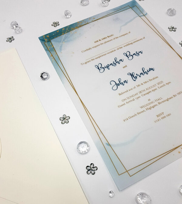 diy wedding invitations with vellum in light green