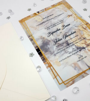 Abstract design vellum invitation printing