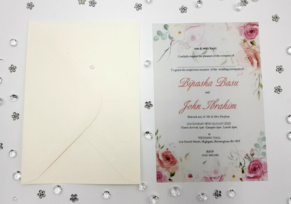 Pink Flowers vellum sheets for invitations