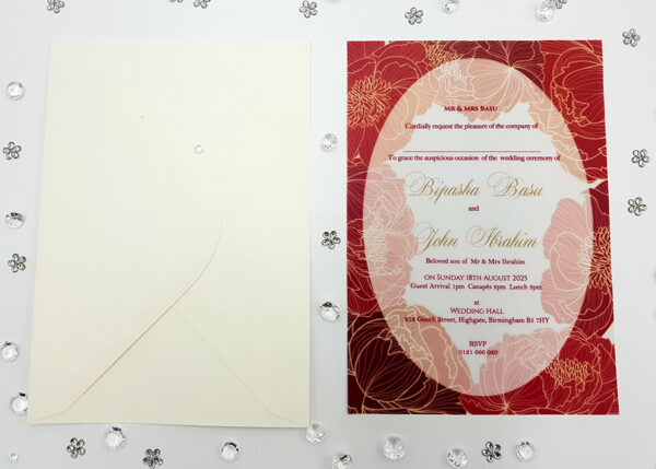 Red vellum invitation design