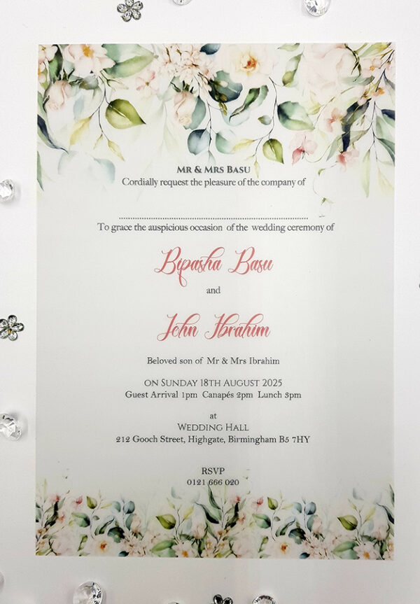 invitations on vellum paper with flowers
