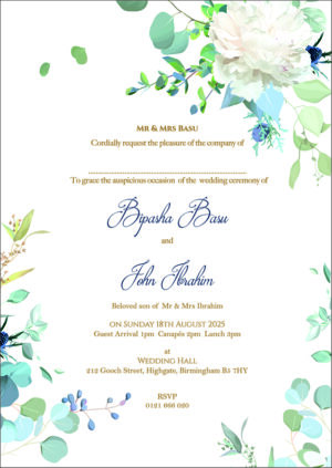 thick vellum paper for invitations light blue flowers
