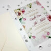 wedding invites with vellum Pink overlay A5 sized