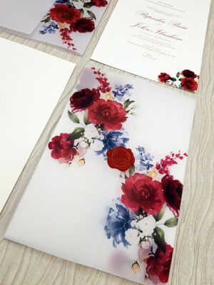 floral vellum envelope wedding invitation