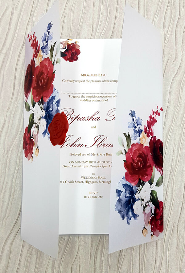 translucent vellum paper for invitations with floral print