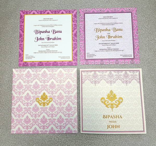 wedding hindu invitation cards in pink
