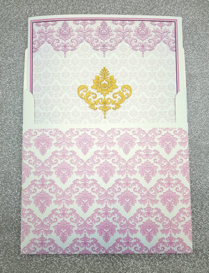 Regal royal Indian wedding card in pink