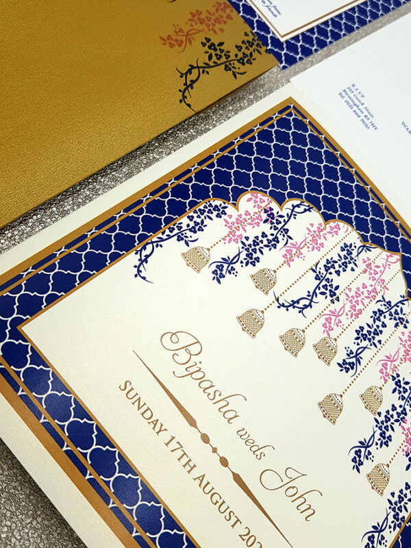 Indian wedding invitation cards designs in navy