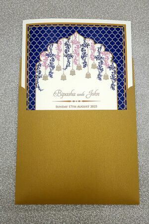 Pakistani wedding invitation templates in Blue and gold