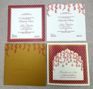 Traditional South Asian Wedding Invitation in Maroon and Gold