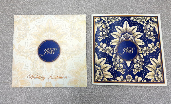 Blue and Gold Indian Pakistani Asian wedding card
