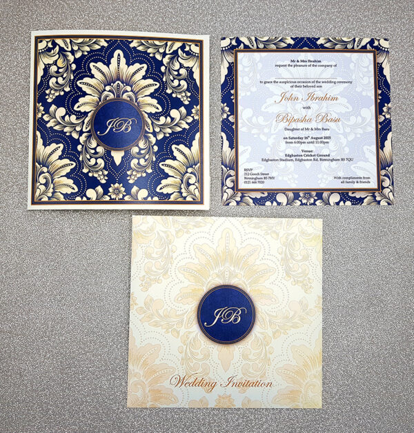 Unique indian wedding cards in Blue