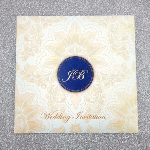 marriage invitation card for muslim in blue floral design