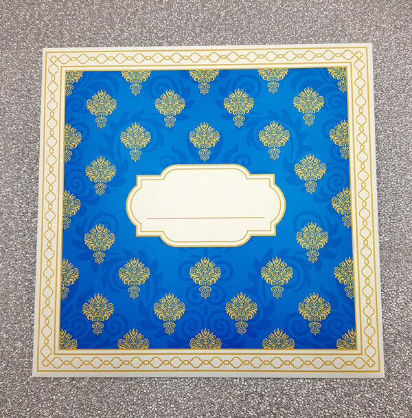 Muslim wedding invitation card With Blue Damask Design