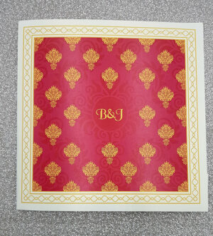 Bright red large pink Indian wedding invitation card