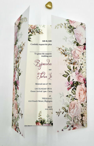 Lovely Pink Flowers vellum overlay paper invitation