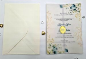 wedding invitation with translucent overlay