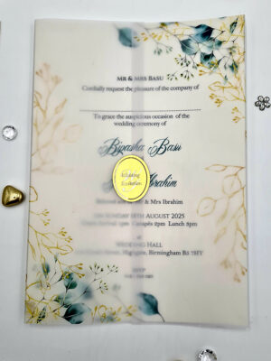 diy translucent wedding invitations with flower print