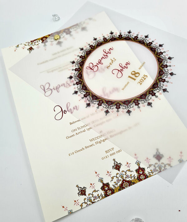 Printed vellum overlay sheets for invitations