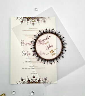 Indian vellum layered wedding invitation