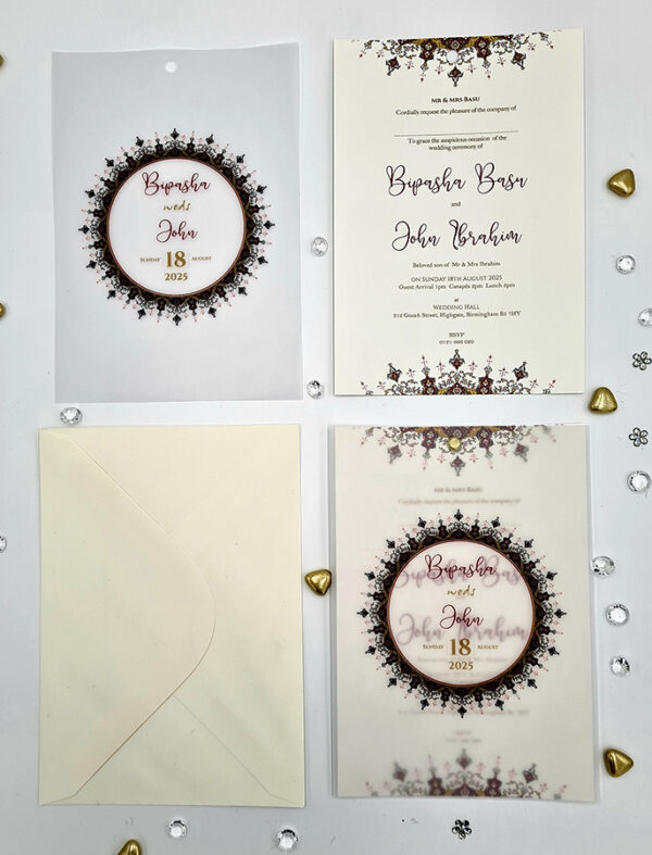 Muslim wedding invites with vellum overlay