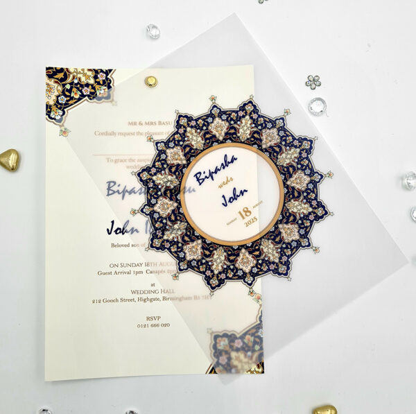 diy translucent wedding invitations with Arabesque Design