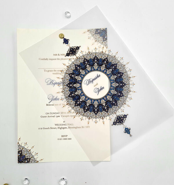 Moroccan design layered Vellum invitation