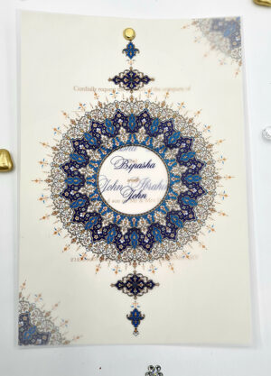 Blue Mandala Design A5 Layered Translucent Vellum Invitation