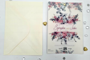 Personalised vellum overlay wedding invitations