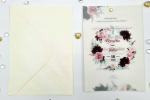 vellum paper wedding with floral print