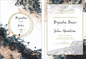 Grey and gold liquid marble effect layered invitation A5